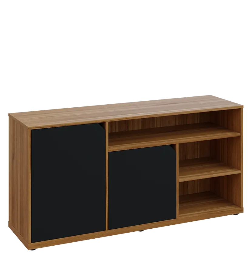 KU2-15DN3 L skříňka nízká 2-dveřová, nika, 740x1522x400, provedení levé, ořech světlý/černá